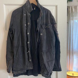 Free People Vintage Soft Military Jacket with Embroidery shoulder